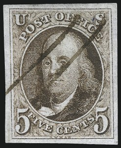 Sale 1007, Lot 2073, 5c 1847 Issue (Scott 1)