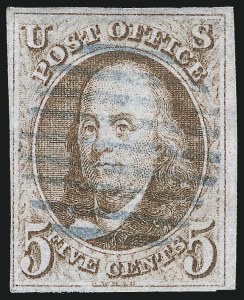 Sale 1007, Lot 2074, 5c 1847 Issue (Scott 1)