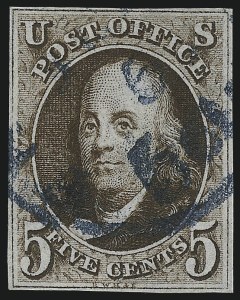 Sale 1007, Lot 2076, 5c 1847 Issue (Scott 1)