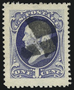 Sale 1007, Lot 2356, 1875-79 Continental and American Bank Note Co. Issues (Scott 182-191), 1c Dark Ultramarine (182) Sale 1007, Lot 2356, 1875-79 Continental and American Bank Note Co. Issues (Scott 182-191)