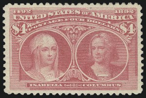 Sale 1007, Lot 2451, 1893 Columbian Issue ($2.00 thru $5.00, Scott 242-245)
