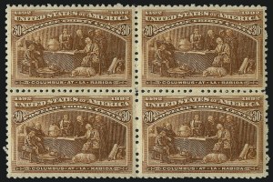 Sale 1007, Lot 2481, 1893 Columbian Issue Multiples (30c thru $5.00, Scott 239-245)