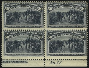 Sale 1007, Lot 2482, 1893 Columbian Issue Multiples (30c thru $5.00, Scott 239-245)