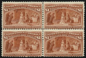 Sale 1007, Lot 2483, 1893 Columbian Issue Multiples (30c thru $5.00, Scott 239-245)