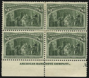 Sale 1007, Lot 2486, 1893 Columbian Issue Multiples (30c thru $5.00, Scott 239-245)