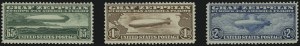 Sale 1007, Lot 2920, Air Post Graf Zeppelin Issue (Scott C13-C15, C18)