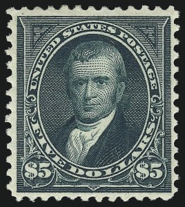 Sale 1014, Lot 1618, 1895-97 Watermarked Bureau Issues (Scott 264-282C), $5.00 Dark Green (278) Sale 1014, Lot 1618, 1895-97 Watermarked Bureau Issues (Scott 264-282C)