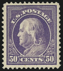 Sale 1014, Lot 1900, 1912-15 Washington-Franklin Issues (Scott 406-440), 50c Violet (421) Sale 1014, Lot 1900, 1912-15 Washington-Franklin Issues (Scott 406-440)