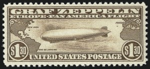 Sale 1014, Lot 2188, Air Post, Graf Zeppelin Issue (Scott C13-C15), $1.30 Graf Zeppelin (C14) Sale 1014, Lot 2188, Air Post, Graf Zeppelin Issue (Scott C13-C15)