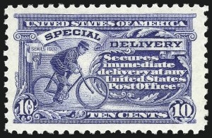 Sale 1014, Lot 2233, Special Delivery, Registration (Scott E1-E21, F1), 10c Ultramarine (E9) Sale 1014, Lot 2233, Special Delivery, Registration (Scott E1-E21, F1)