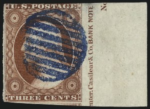 Sale 1017, Lot 140, 3c 1851-56, Orange Brown, Imprint & Corner Margin Copies (Scott 10-10A)