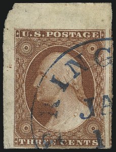 Sale 1017, Lot 142, 3c 1851-56, Orange Brown, Imprint & Corner Margin Copies (Scott 10-10A)