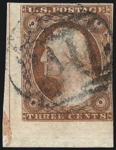 Sale 1017, Lot 150, 3c 1851-56, Orange Brown, Imprint & Corner Margin Copies (Scott 10-10A)