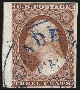 Sale 1017, Lot 170, 3c 1851-56, Orange Brown, Sheet Margin Copies (Scott 10-10A)