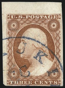 Sale 1017, Lot 186, 3c 1851-56, Orange Brown, Sheet Margin Copies (Scott 10-10A)