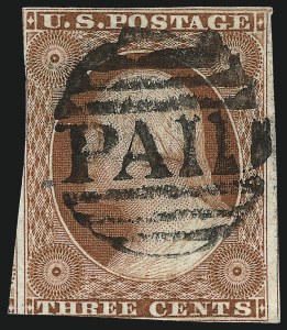 Sale 1017, Lot 189, 3c 1851-56, Orange Brown, Sheet Margin Copies (Scott 10-10A)