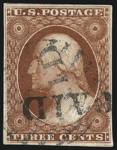 Sale 1017, Lot 194, 3c 1851-56, Orange Brown (Scott 10-10A)