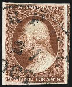 Sale 1017, Lot 196, 3c 1851-56, Orange Brown (Scott 10-10A)