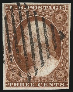 Sale 1017, Lot 198, 3c 1851-56, Orange Brown (Scott 10-10A)