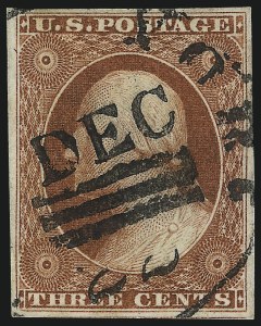 Sale 1017, Lot 201, 3c 1851-56, Orange Brown (Scott 10-10A)