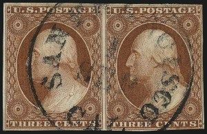 Sale 1017, Lot 210, 3c 1851-56, Orange Brown (Scott 10-10A)