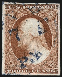 Sale 1017, Lot 222, 3c 1851-56, Experimental Orange Brown (Scott 11A var)