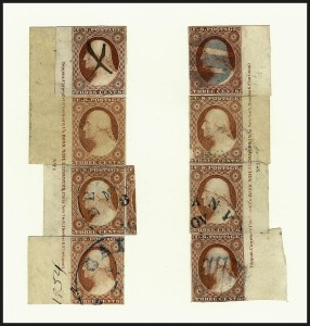 Sale 1017, Lot 233, 3c 1851-56, Imprint and Plate No. Reconstruction (Scott 11-11A)