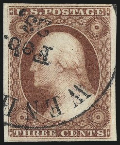 Sale 1017, Lot 258, 3c 1851-56, Brownish Carmine (Scott 11-11A)