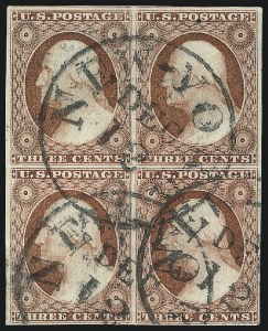 Sale 1017, Lot 263, 3c 1851-56, Brownish Carmine (Scott 11-11A)
