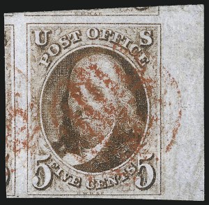 Sale 1017, Lot 27, 5c 1847 Issue, Sheet Margin Copies (Scott 1)