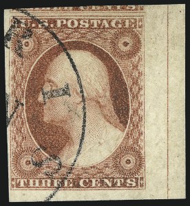 Sale 1017, Lot 306, 3c 1851-56, Dull Red, Corner Margin Copies (Scott 11-11A)