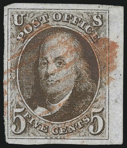Sale 1017, Lot 31, 5c 1847 Issue, Sheet Margin Copies (Scott 1)