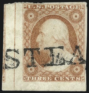Sale 1017, Lot 310, 3c 1851-56, Dull Red, Corner Margin Copies (Scott 11-11A)