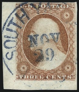 Sale 1017, Lot 311, 3c 1851-56, Dull Red, Corner Margin Copies (Scott 11-11A)