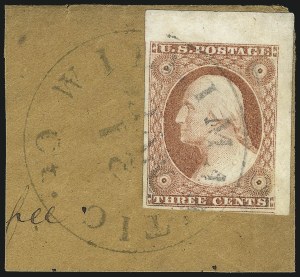 Sale 1017, Lot 322, 3c 1851-56, Dull Red, Corner Margin Copies (Scott 11-11A)