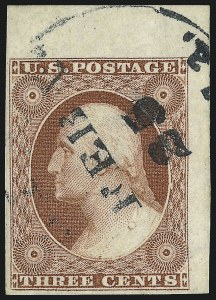 Sale 1017, Lot 326, 3c 1851-56, Dull Red, Corner Margin Copies (Scott 11-11A)