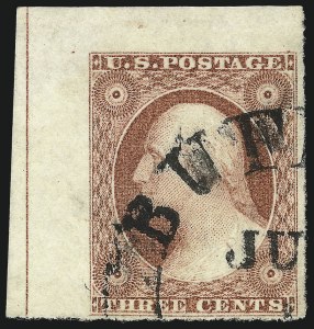 Sale 1017, Lot 332, 3c 1851-56, Dull Red, Corner Margin Copies (Scott 11-11A)