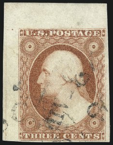 Sale 1017, Lot 339, 3c 1851-56, Dull Red, Corner Margin Copies, Cont. (Scott 11-11A)