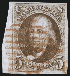 Sale 1017, Lot 34, 5c 1847 Issue, Sheet Margin Copies (Scott 1)