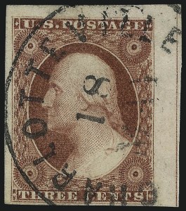 Sale 1017, Lot 349, 3c 1851-56, Dull Red, Corner Margin Copies, Cont. (Scott 11-11A)