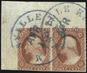 Sale 1017, Lot 354, 3c 1851-56, Dull Red, Corner Margin Copies, Cont. (Scott 11-11A)