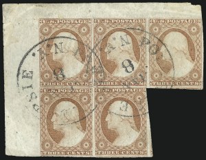 Sale 1017, Lot 361, 3c 1851-56, Dull Red, Corner Margin Copies, Cont. (Scott 11-11A)