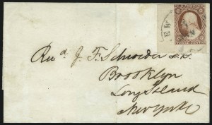 Sale 1017, Lot 364, 3c 1851-56, Dull Red, Corner Margin Copies, Cont. (Scott 11-11A)