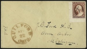 Sale 1017, Lot 376, 3c 1851-56, Dull Red, Corner Margin Copies, Cont. (Scott 11-11A)