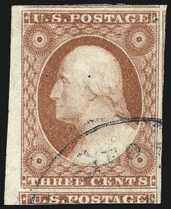 Sale 1017, Lot 380, 3c 1851-56, Dull Red, Sheet-Margin Copies (Scott 11-11A)