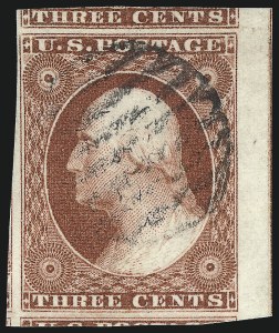 Sale 1017, Lot 393, 3c 1851-56, Dull Red, Sheet-Margin Copies (Scott 11-11A)
