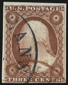 Sale 1017, Lot 400, 3c 1851-56, Dull Red, Sheet-Margin Copies (Scott 11-11A)