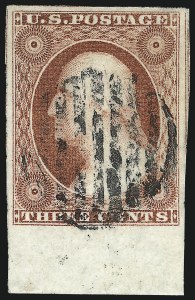 Sale 1017, Lot 401, 3c 1851-56, Dull Red, Sheet-Margin Copies (Scott 11-11A)