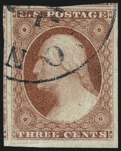 Sale 1017, Lot 403, 3c 1851-56, Dull Red, Sheet-Margin Copies (Scott 11-11A)