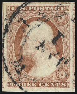 Sale 1017, Lot 404, 3c 1851-56, Dull Red, Sheet-Margin Copies (Scott 11-11A)
